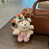 cute plush teddy bear keychain, scarf, overalls, Korean-style keychain, plush keychain, teddy bear accessory, small plushie, bag charm, gift for teen, Australian fashion accessoryv - Pink - Size 1