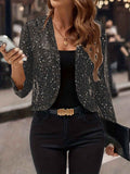 Sparkly Women'S Jacket Sheer Jacket Women'S Outerwear Fashion Jacket Glamorous - Black - Size M In Australia - Darrahopens