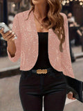 Sparkly Women'S Jacket Sheer Jacket Women'S Outerwear Fashion Jacket Glamorous - Purple - Size S