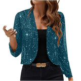 Sparkly Women'S Jacket Sheer Jacket Women'S Outerwear Fashion Jacket Glamorous - Turquoise - Size XL In Australia - Darrahopens