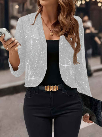 Sparkly Women'S Jacket Sheer Jacket Women'S Outerwear Fashion Jacket Glamorous - White - Size L In Australia - Darrahopens