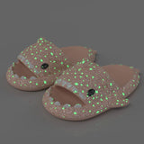 Ladies Shark Slippers Glowing Glitter Slippers Quick-Dry Slippers Non-Slip EVA - Black - Size 36