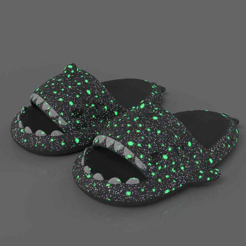 Ladies Shark Slippers Glowing Glitter Slippers Quick-Dry Slippers Non-Slip EVA - Black - Size 37 In Australia - Darrahopens