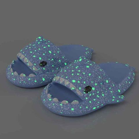 Ladies Shark Slippers Glowing Glitter Slippers Quick-Dry Slippers Non-Slip EVA - Blue - Size 37 In Australia - Darrahopens