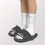 Ladies Shark Slippers Glowing Glitter Slippers Quick-Dry Slippers Non-Slip EVA - Blue - Size 41 In Australia - Darrahopens