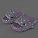 Ladies Shark Slippers Glowing Glitter Slippers Quick-Dry Slippers Non-Slip EVA - Blue - Size 42