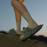Ladies Shark Slippers Glowing Glitter Slippers Quick-Dry Slippers Non-Slip EVA - Blue - Size 45