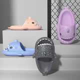 Ladies Shark Slippers Glowing Glitter Slippers Quick-Dry Slippers Non-Slip EVA - Pink - Size 36