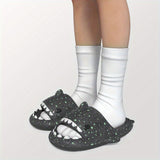 Ladies Shark Slippers Glowing Glitter Slippers Quick-Dry Slippers Non-Slip EVA - Purple - Size 37