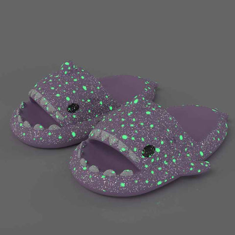 Ladies Shark Slippers Glowing Glitter Slippers Quick-Dry Slippers Non-Slip EVA - Purple - Size 45 In Australia - Darrahopens