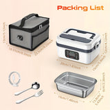 Electric Heating Insulated Lunch Box | 304 Stainless Steel Portable Insulated Storage Container, Suitable for Office, Camping, Picnics | Compact Insulated Food Container with Charging Function, No Water Needed(black)