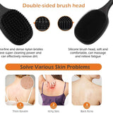 Body exfoliating long handle shower brush, gentle exfoliating body scrub, easy to clean, rich foam, long-lasting fragrance