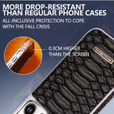 snake-pattern leather phone case, fingerprint-resistant phone case, high-end leather phone case, stylish phone case, durable phone case, Australia - Black - Size iPhone 15 Pro Max In Australia - Darrahopens