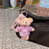 cute teddy bear keychain, knitted sweater keychain, plush keychain, bag charm, women's accessory, fashion accessory, Australian fashion, gift for her - Blue - Size 1