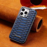 snake-pattern leather phone case, fingerprint-resistant phone case, high-end leather phone case, stylish phone case, durable phone case, Australia - Brown - Size iPhone 16 Pro Max
