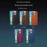 snake-pattern leather phone case, fingerprint-resistant phone case, high-end leather phone case, stylish phone case, durable phone case, Australia - Brown - Size iPhone17promax