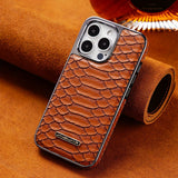 snake-pattern leather phone case, fingerprint-resistant phone case, high-end leather phone case, stylish phone case, durable phone case, Australia - Mocha - Size iPhone17promax In Australia - Darrahopens
