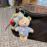 cute teddy bear keychain, knitted sweater keychain, plush keychain, bag charm, women's accessory, fashion accessory, Australian fashion, gift for her - Purple - Size 1