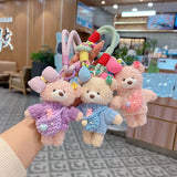 cute teddy bear keychain, knitted sweater keychain, plush keychain, bag charm, women's accessory, fashion accessory, Australian fashion, gift for her - Purple - Size 1