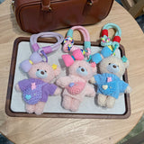 cute teddy bear keychain, knitted sweater keychain, plush keychain, bag charm, women's accessory, fashion accessory, Australian fashion, gift for her - Purple - Size 1