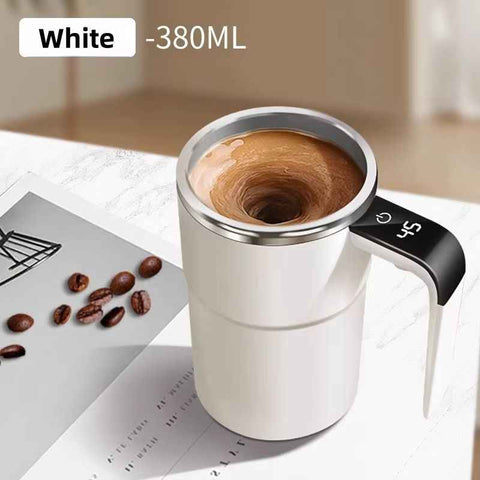 Self-Stirring Coffee Mug Automatic Stir Mug LED Temperature Mug Rechargeable - White - Size 380ML In Australia - Darrahopens
