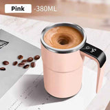 Self-Stirring Coffee Mug Automatic Stir Mug LED Temperature Mug Rechargeable - White - Size 380ML In Australia - Darrahopens