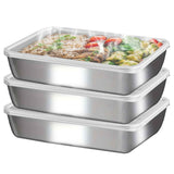 3 pieces/set Large stainless steel square food storage box with transparent lid - leak-proof, stackable, durable - perfect for camping, outdoor exploration and home use - perfect for storing meat, fruits