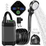 Portable shower pump, equipped with a rechargeable 6000mAh battery - outdoor shower, IPX7 waterproof, with temperature display - suitable for camping, car washing and pet car washing (gray)