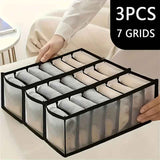 3-Piece Mesh Socks, Underwear & Belt Organizer – Nylon Drawer Dividers, 7 Compartments