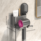 Wall-Mounted Hair Dryer Holder with Storage Compartment