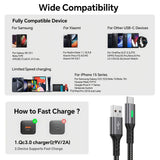 Black 240W Type-C Cable Super Fast Charging Cable 2m Charging Cable Blue Charging