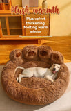 Gray Double-Strands Grey Furry Dog Bed with Paw Design, 90cm