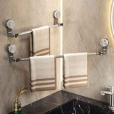 Stainless steel non-drilling towel rack, retractable bathroom suction cup storage rack, strong adhesive strong load-bearing, multi-function shower rack suitable for shower room, balcony storage, home storage god