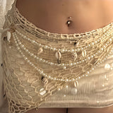 Pearl and Shell Waist Chain, Women's Beach-Inspired Jewelry