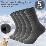 Gray Black Merino Wool Hiking Socks 5 Pack Hiking Socks Moisture Wicking Socks Breathable