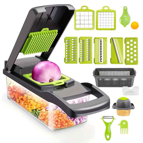 16-Piece Vegetable Chopper Set, Interchangeable Blades