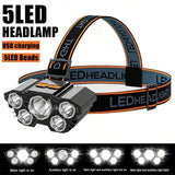5LED Headlamp Rechargeable Headlamp USB Charging Headlamp Outdoor Headlamp Work - Black - Size 01 In Australia - Darrahopens