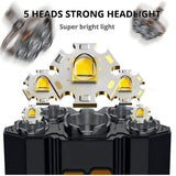 5LED Headlamp Rechargeable Headlamp USB Charging Headlamp Outdoor Headlamp Work - Black - Size 01