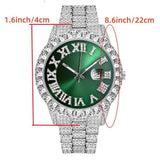 Men'S Watch Set Luxury Men'S Watch Artificial Gemstone Bracelet Cross Necklace - Green - Size 1 In Australia - Darrahopens