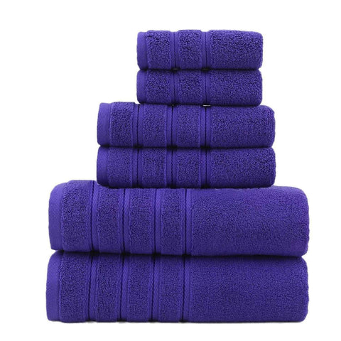 6-Piece Purple Towel Set for Bathroom, Soft & Absorbent Cotton Towels