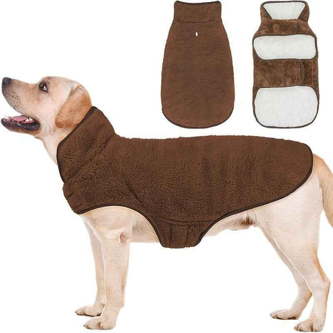 Brown XL Dog Fleece Coat for Large Breeds