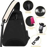 White Tennis and Pickleball Sling Backpack for Men and Women 33x14x49cm