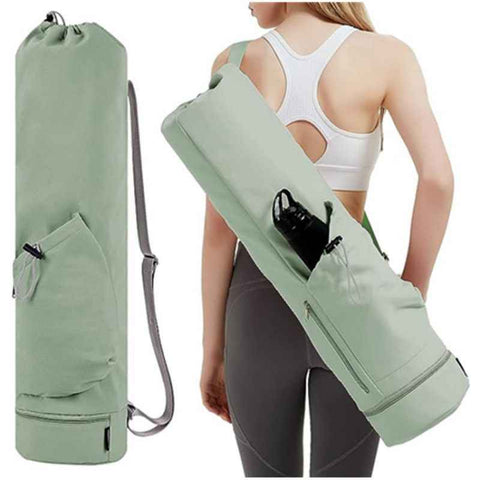 Green Beige Yoga Mat Bag Green Yoga Bag Yoga Mat Carrier Pilates Bag Fitness Accessories