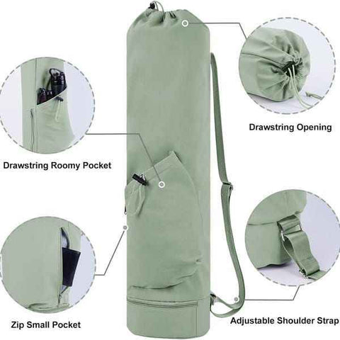 Green Yoga Mat Bag Yoga Accessories Pilates Bag Fitness Bag Yoga Essentials Durable