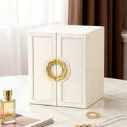 Darrahopens Health & Beauty > Cosmetic Storage > Makeup Organisation & Storage White   1 Large Faux Leather Jewelry Storage Box with 5 Drawers and Gold Handles - An elegant rectangular storage space for rings, necklaces, bracelets, earrings, and watches - Features soft fabric lining, side door design, textured surface finish - Luxur