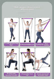 Blue multi-functional Pilates fitness stick elastic rope yoga pole stretch back training device chest expansion pull rod arm strength device