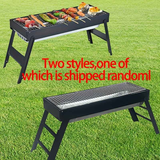 Portable foldable barbecue grill with adjustable height and built-in side rack - heavy-duty metal outdoor barbecue grill, suitable for backyard, camping, picnic - compact storage design with external barbecue cover, durable paint surface, suitable for out