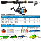 Proberus fishing rod reel set, including spinning reel, 1.8-meter fishing rod, fishing line, artificial bait, lead weight hook, complete set with storage bag