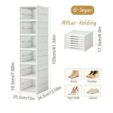 6-Tier Stackable Shoe Storage Box Set, featuring easy-access front-opening waterproof transparent plastic storage bins with no assembly required - perfect for closets and entryways.