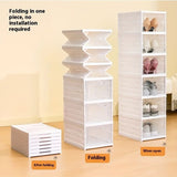 6-Tier Stackable Shoe Storage Box Set, featuring easy-access front-opening waterproof transparent plastic storage bins with no assembly required - perfect for closets and entryways.